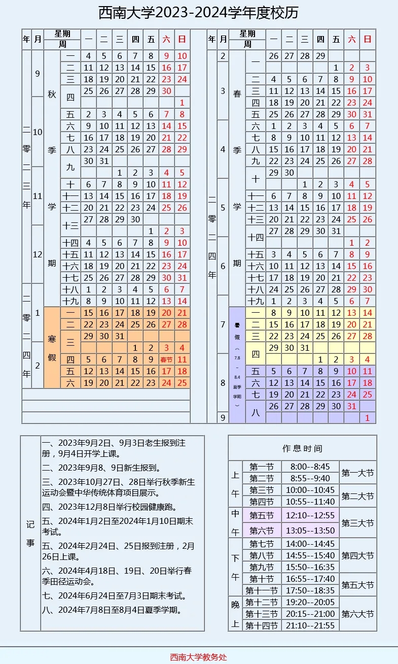 2024西南大学暑假放假时间什么时候 几月几号开学