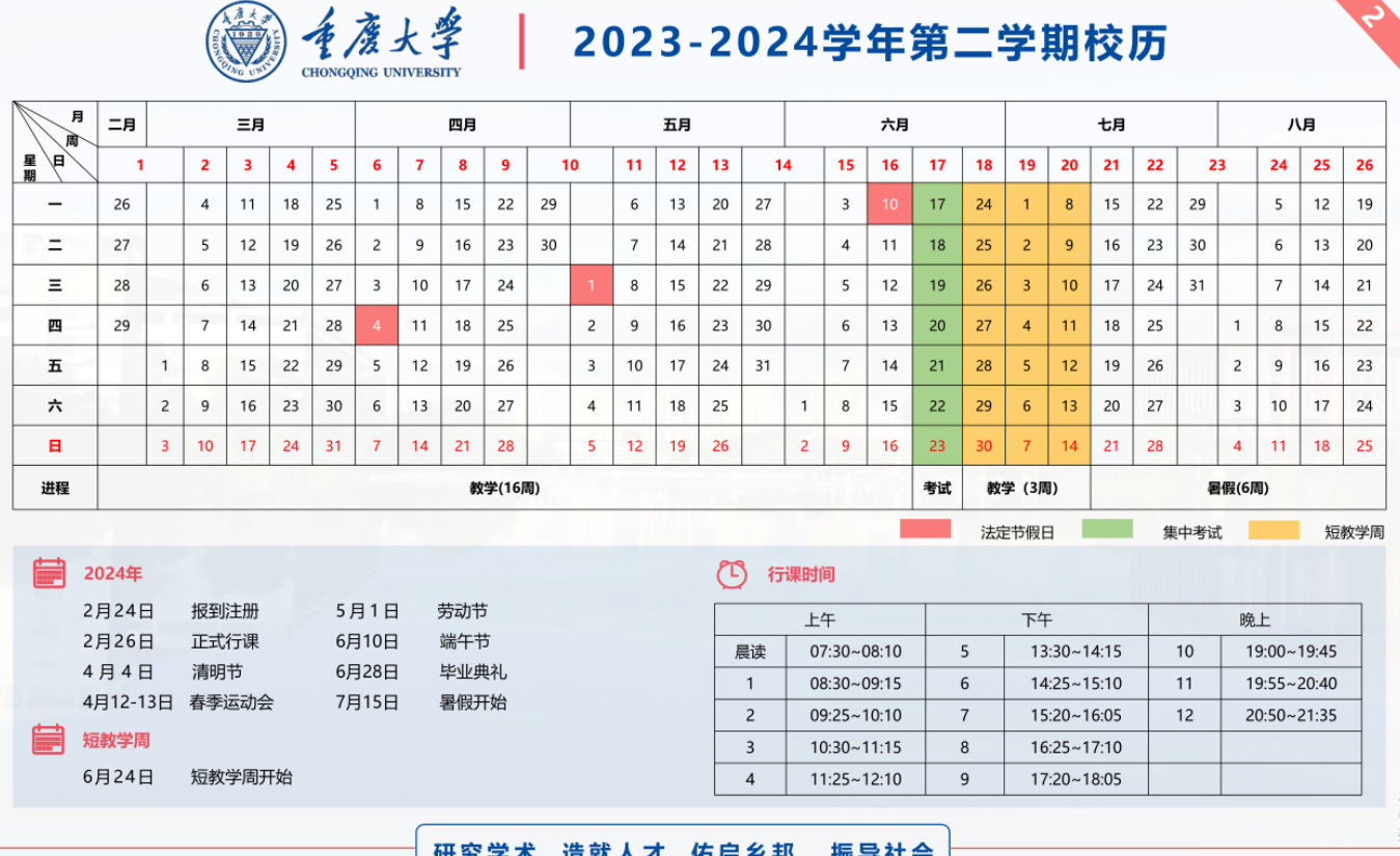 2024重庆大学暑假放假时间什么时候 几月几号开学