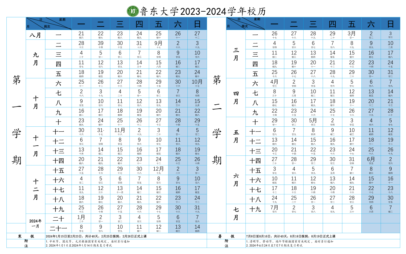 2024鲁东大学暑假放假时间什么时候 几月几号开学